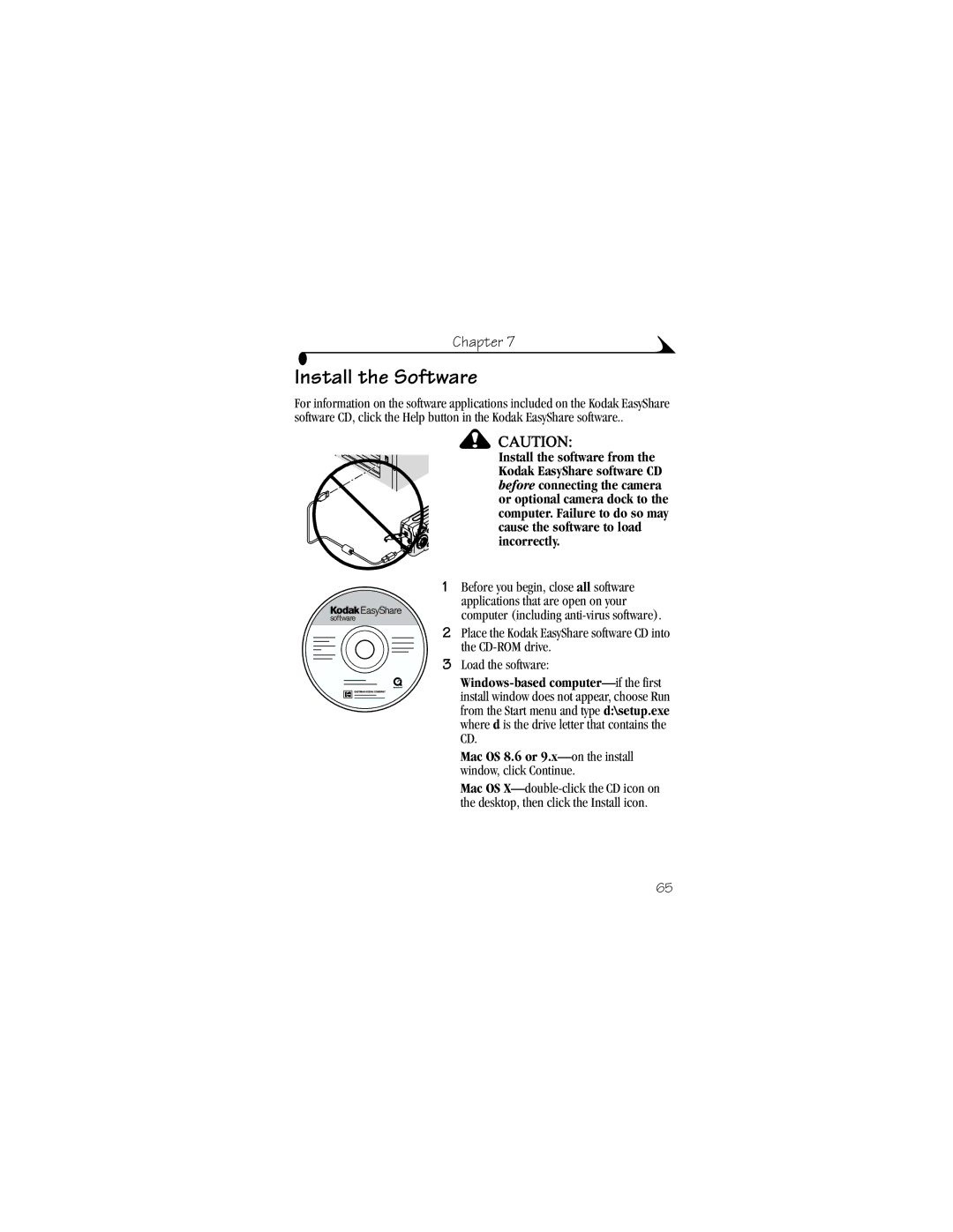 Kodak LS633 manual Install the Software 