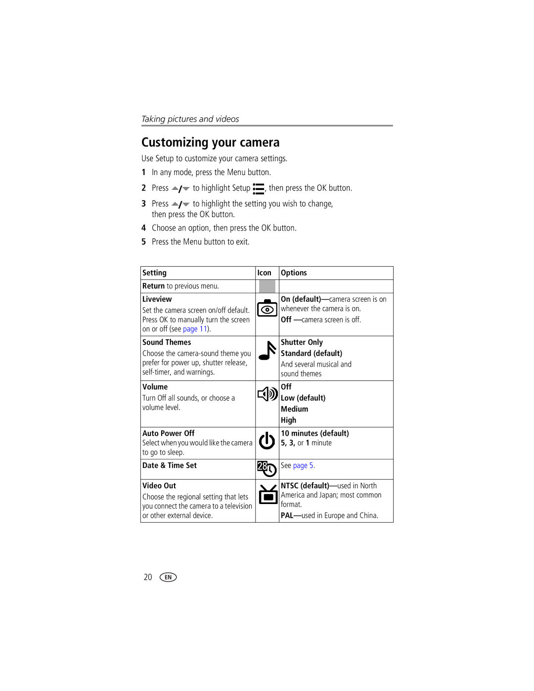 Kodak LS753 manual Customizing your camera 