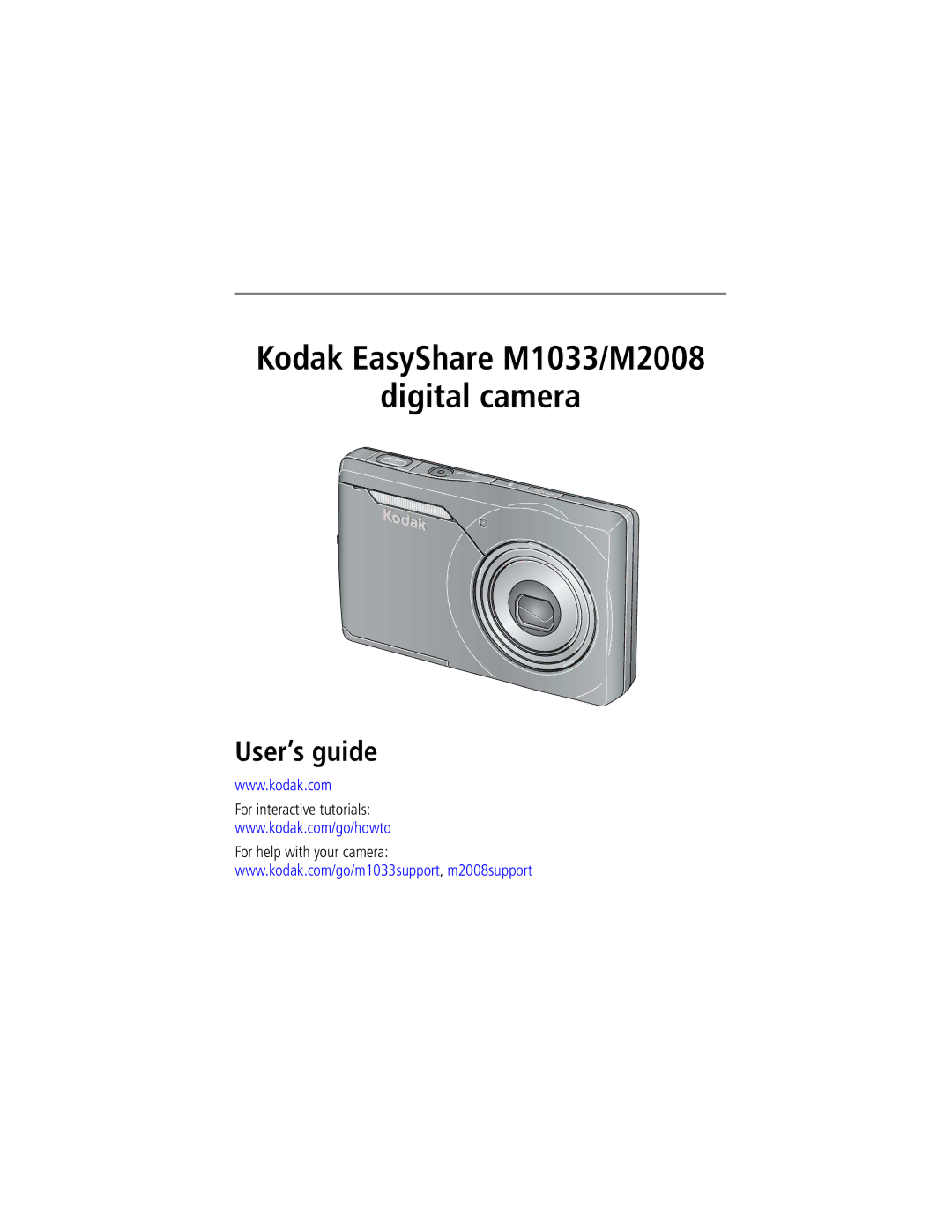 Kodak 1278829 manual Kodak EasyShare M1033/M2008 Digital camera, For interactive tutorials For help with your camera 