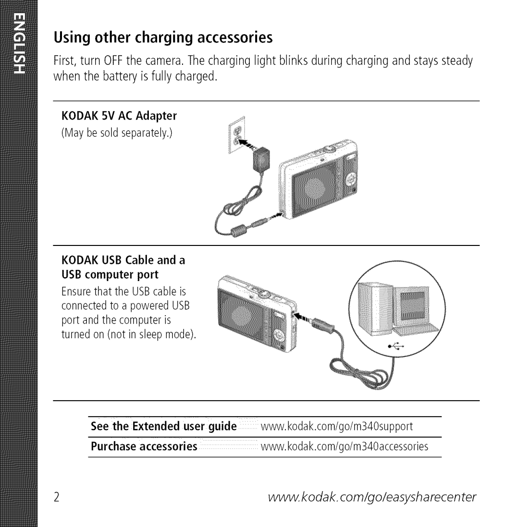 Kodak M340 manual Using other charging accessories 