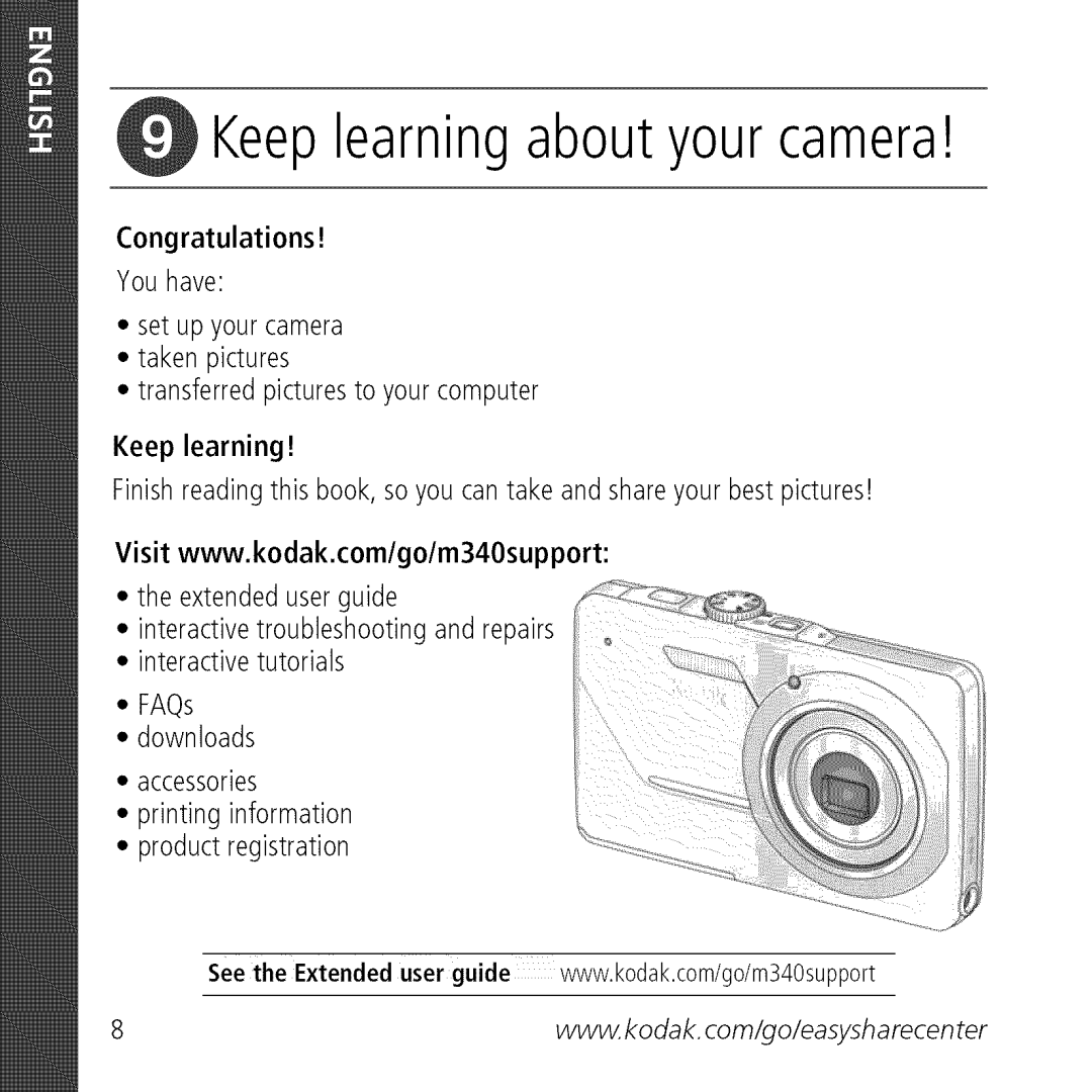 Kodak M340 manual Keep learning about your camera 