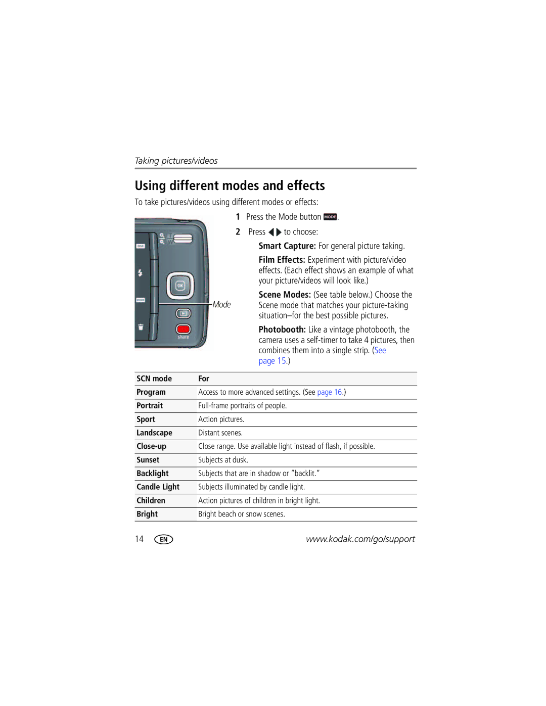 Kodak 1942390, M552, 1836824 manual Using different modes and effects, Combines them into a single strip. See 