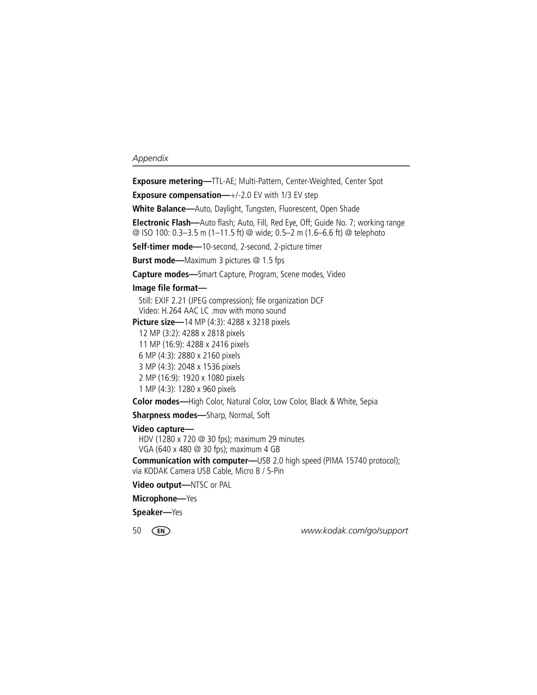 Kodak M575 manual Image file format, Still Exif 2.21 Jpeg compression file organization DCF, Video capture 