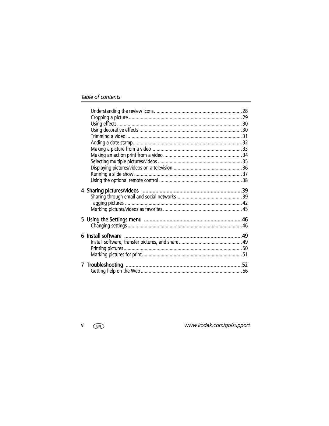 Kodak M577 manual Table of contents 