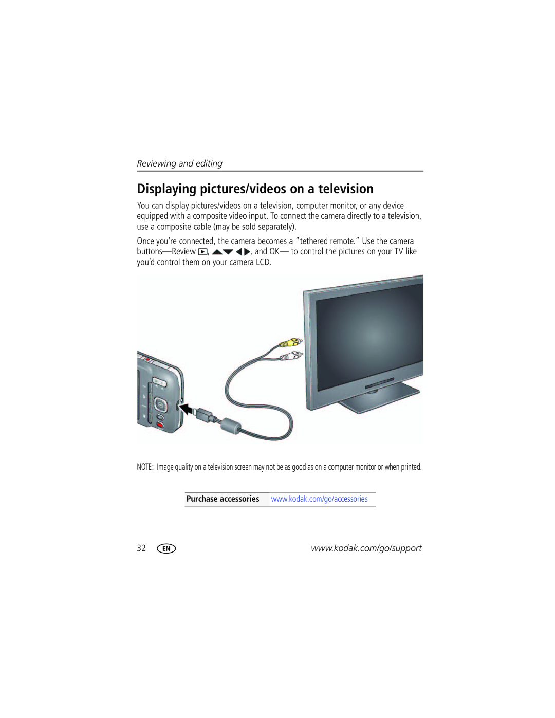 Kodak M583 manual Displaying pictures/videos on a television 