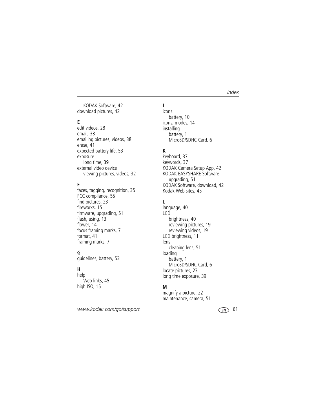 Kodak M583 manual Framing marks Guidelines, battery 