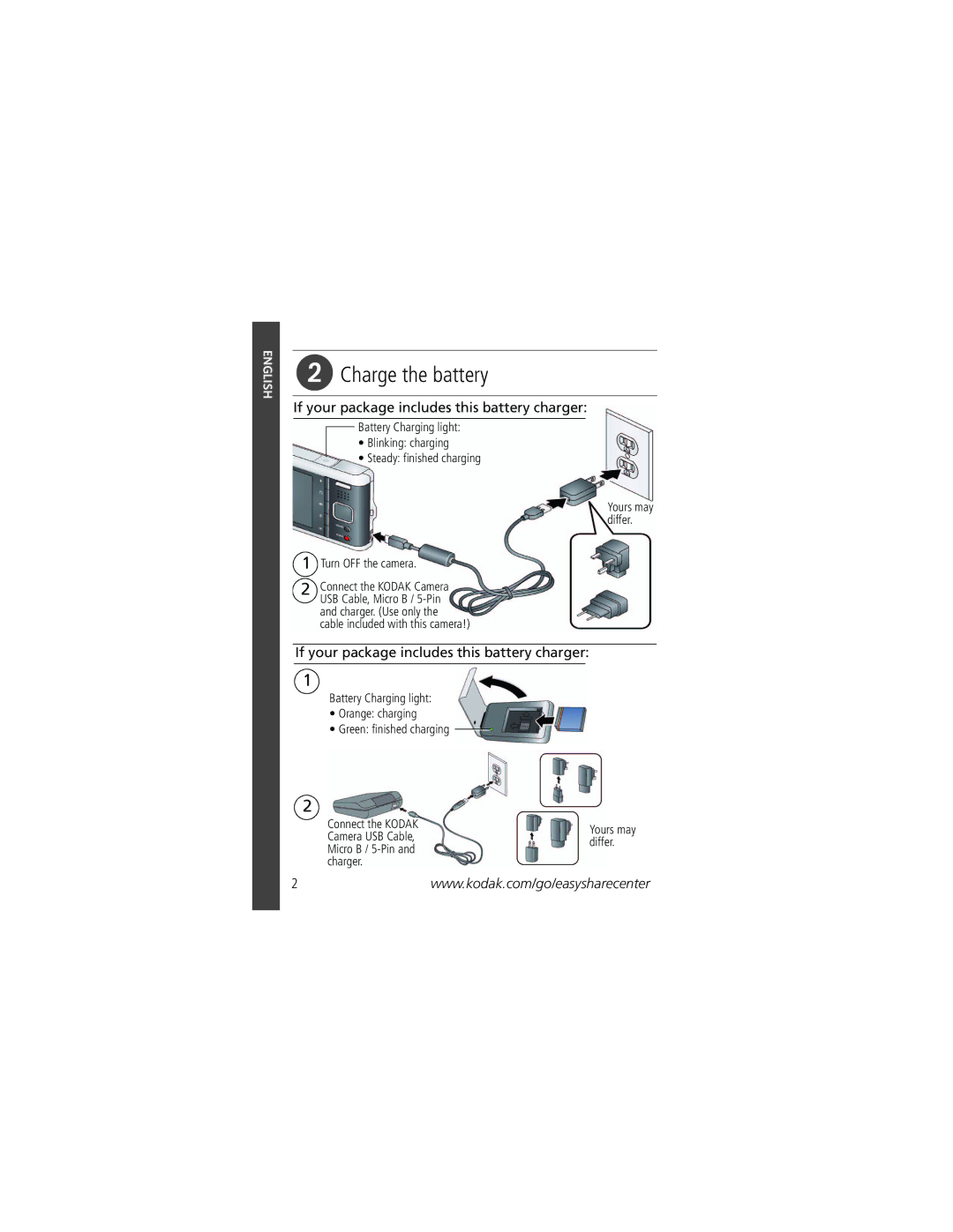 Kodak M590 manual Charge the battery, If your package includes this battery charger 