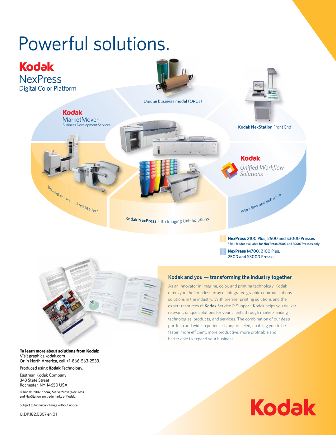 Kodak M700 manual Powerful solutions, NexPress, Digital Color Platform, MarketMover 