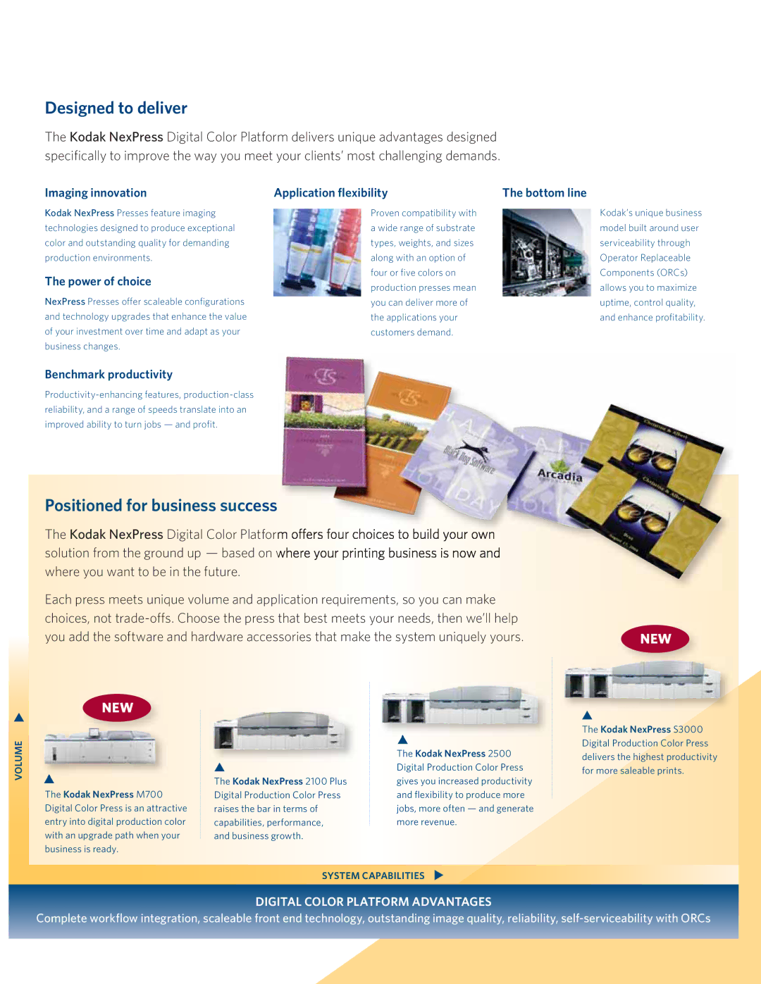 Kodak M700 manual Designed to deliver, Positioned for business success, Imaging innovation Application ﬂexibility 