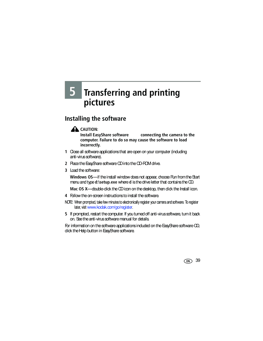 Kodak M753 manual Installing the software, Follow the on-screen instructions to install the software 