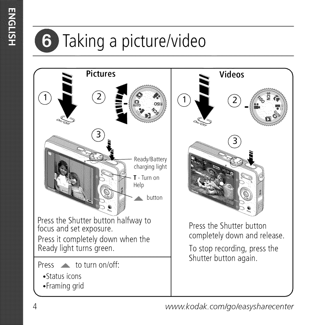 Kodak M763 owner manual Takinga picture/video 