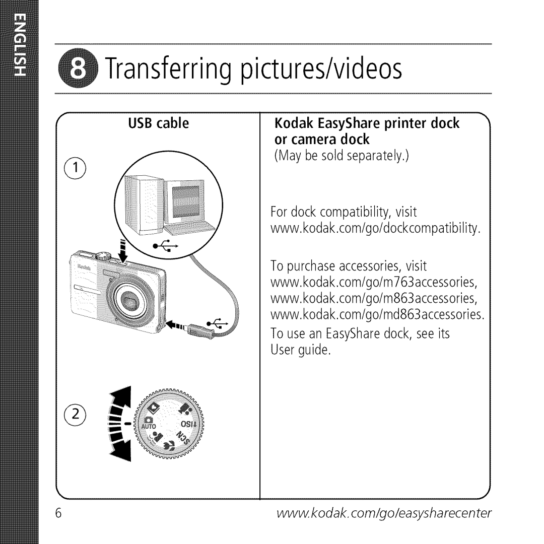 Kodak M763 owner manual Transferringpictures/videos 