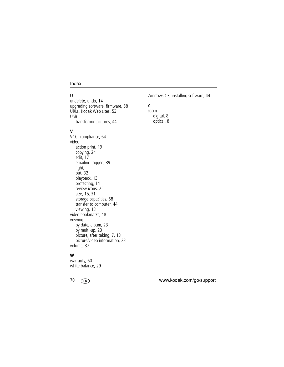 Kodak M883 manual Undelete, undo, Transferring pictures 