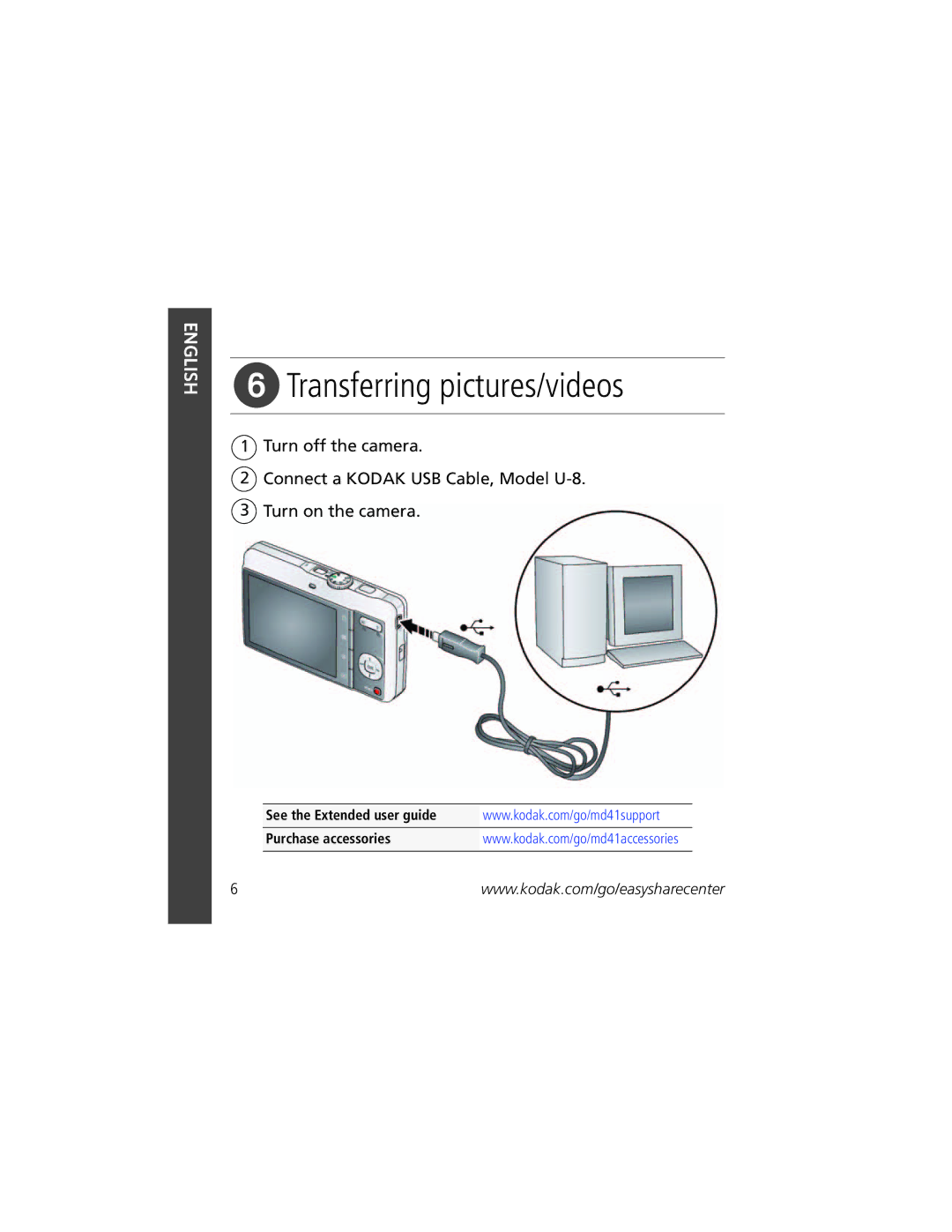 Kodak MD41 manual Transferring pictures/videos 