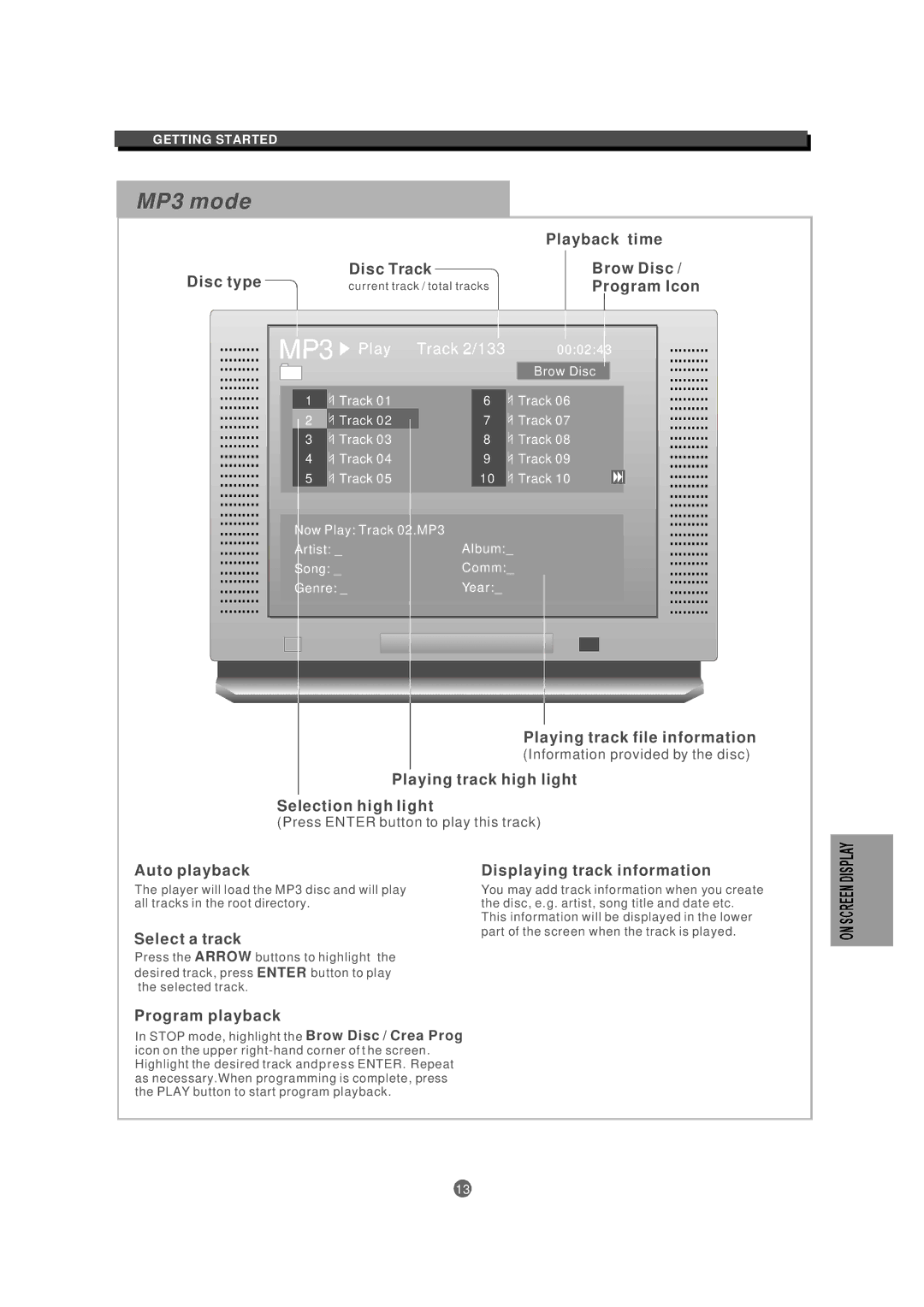 Kodak MDV 300 owner manual MP3 mode 