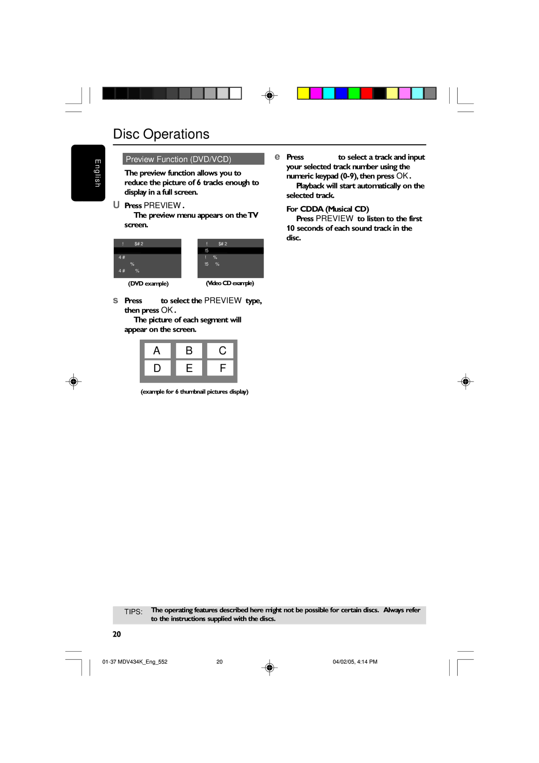 Kodak MDV434K manual Preview Function DVD/VCD 