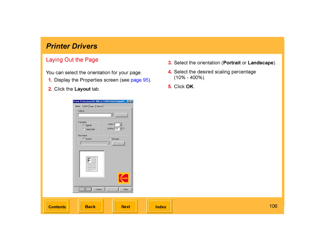 Kodak ML-500 manual Laying Out, 106 