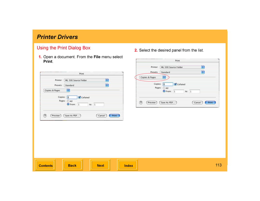 Kodak ML-500 manual Using the Print Dialog Box, 113 