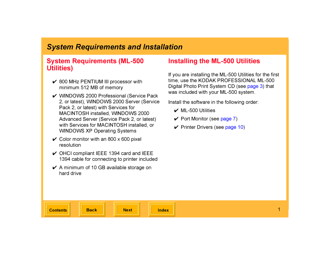 Kodak manual System Requirements and Installation, System Requirements ML-500 Utilities, Installing the ML-500 Utilities 