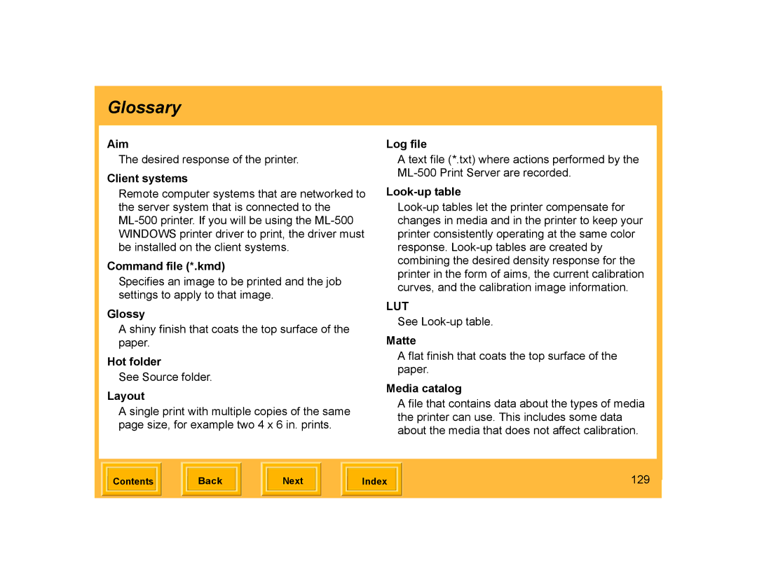 Kodak ML-500 manual Glossary 