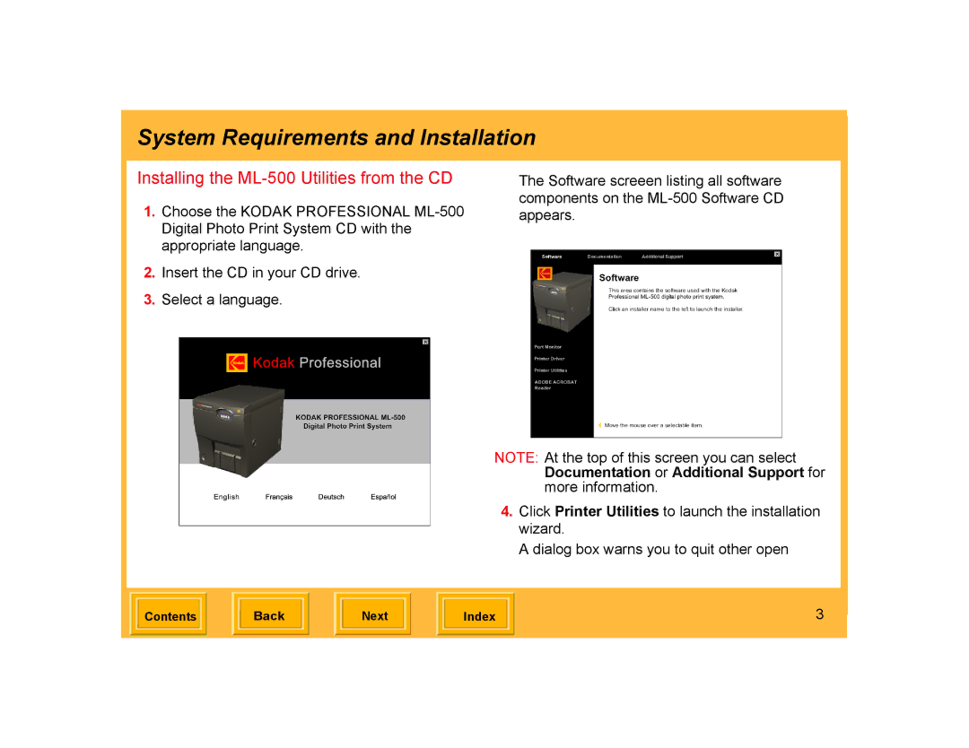 Kodak manual Installing the ML-500 Utilities from the CD 