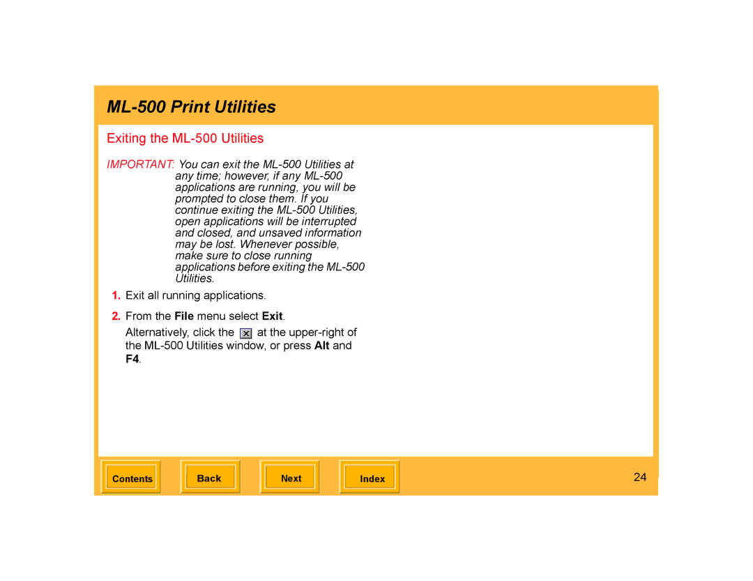 Kodak manual Exiting the ML-500 Utilities 