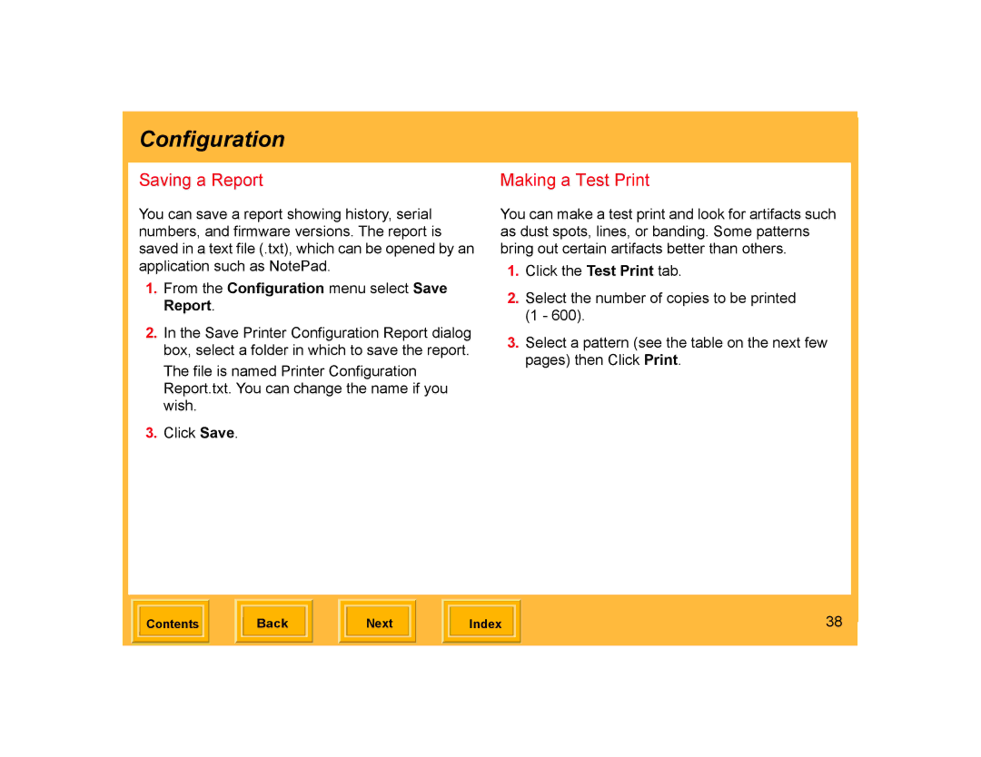 Kodak ML-500 manual Saving a Report, Making a Test Print 