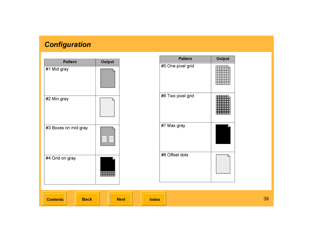 Kodak ML-500 manual #1 Mid gray #2 Min gray #3 Boxes on mid gray #4 Grid on gray 