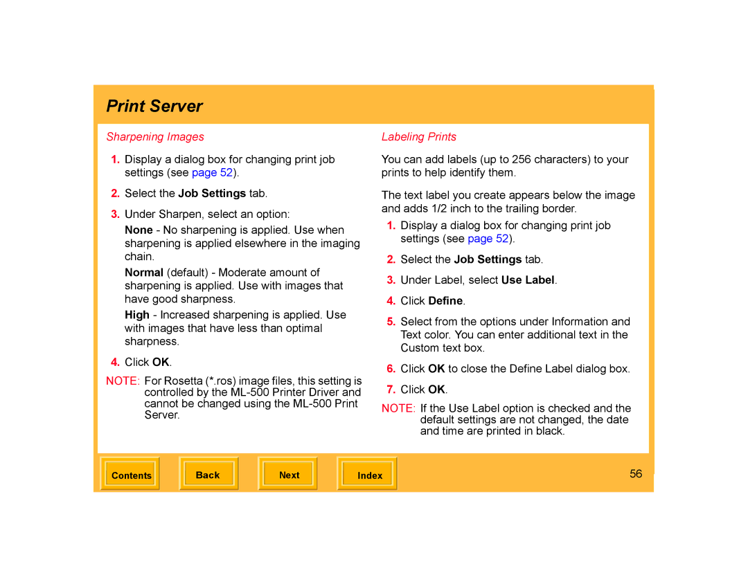 Kodak ML-500 manual Sharpening Images, Labeling Prints 