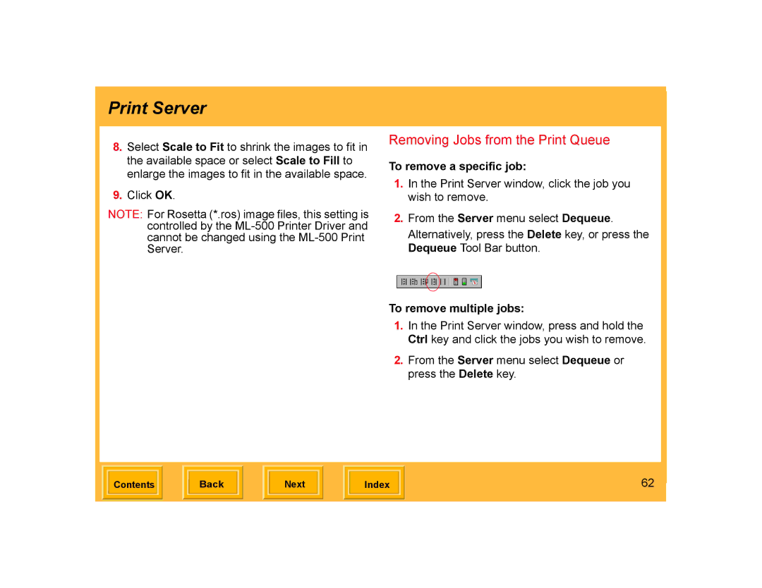 Kodak ML-500 manual Removing Jobs from the Print Queue, To remove a specific job, To remove multiple jobs 