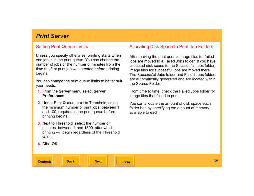 Kodak ML-500 manual Setting Print Queue Limits, Allocating Disk Space to Print Job Folders 