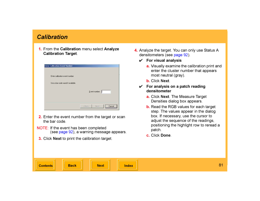 Kodak ML-500 manual For visual analysis, For analysis on a patch reading densitometer 