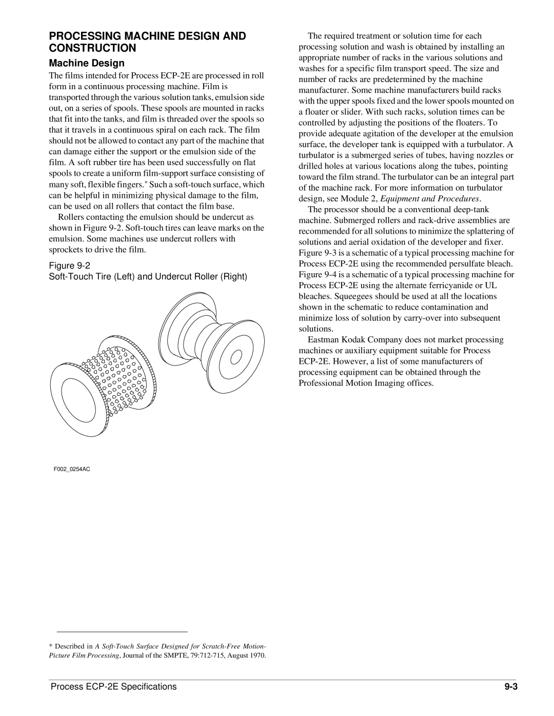 Kodak Module 9 specifications Processing Machine Design and Construction 