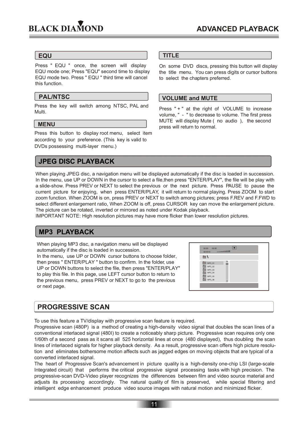 Kodak MP6000 owner manual Equ, Pal/Ntsc 