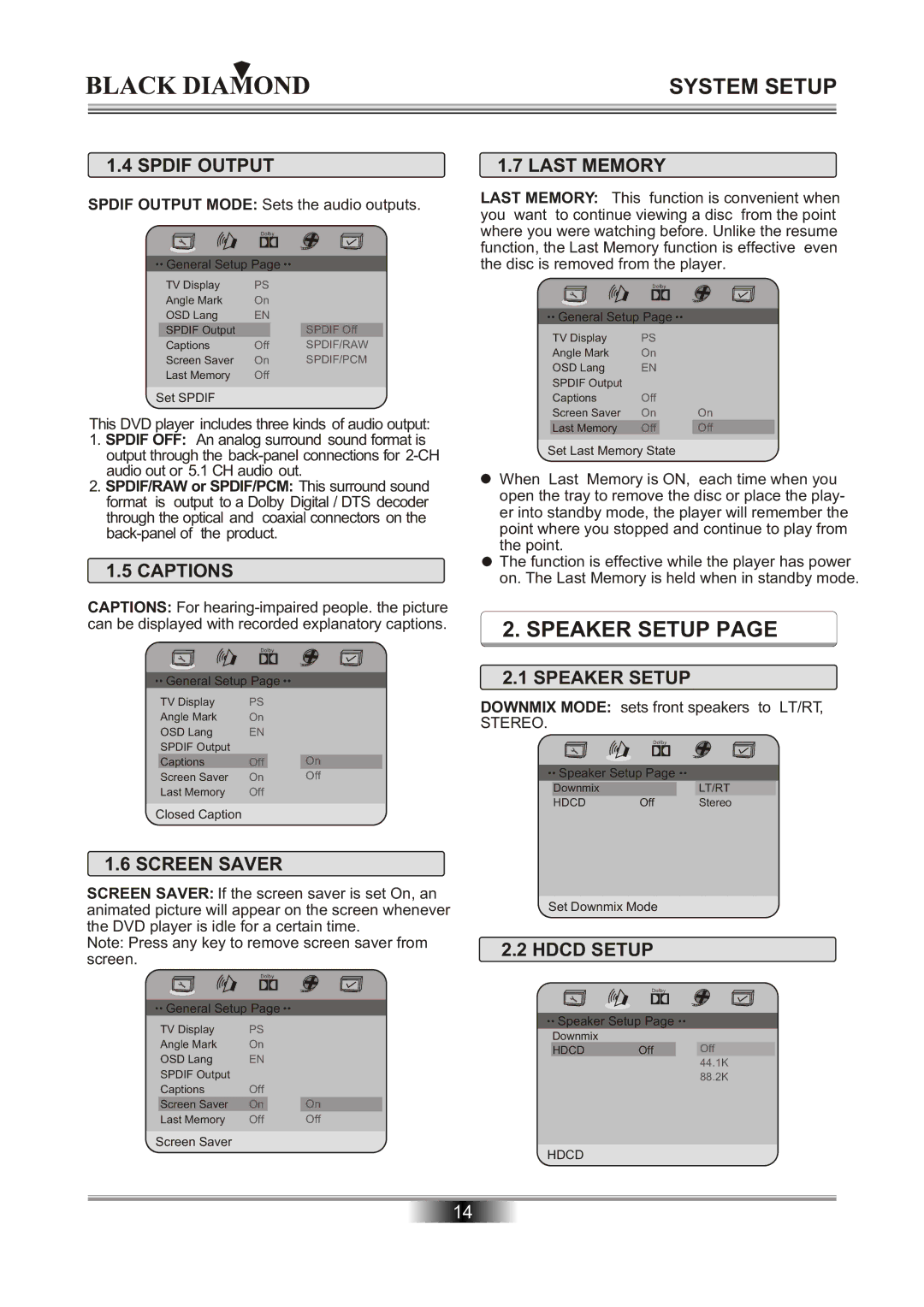 Kodak MP6000 owner manual Speaker Setup 