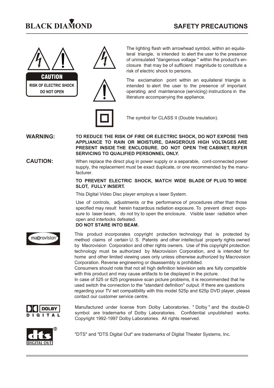 Kodak MP6000 owner manual Safety Precautions, Do not Stare Into Beam 