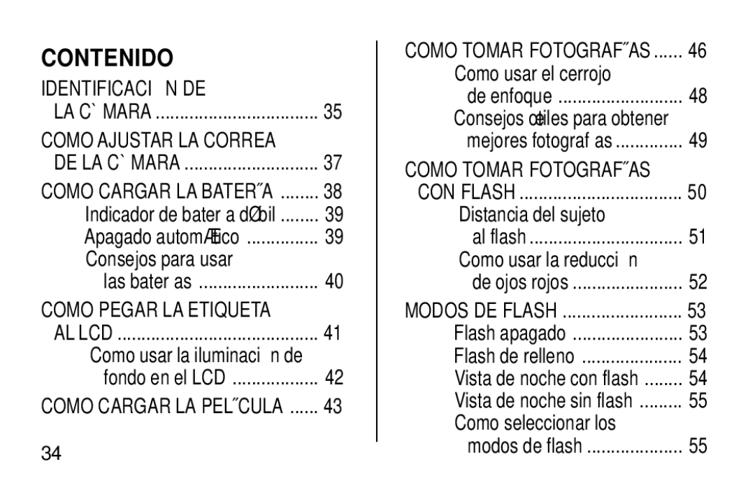 Kodak NY 14650 manual Contenido 