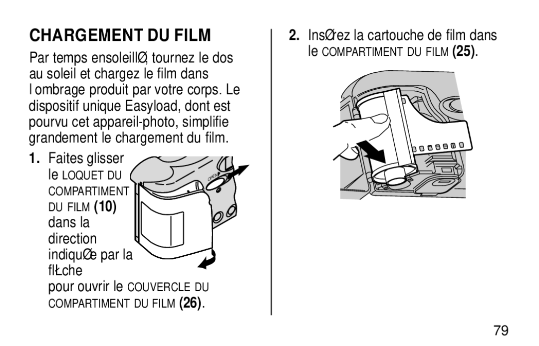 Kodak NY 14650 manual Chargement DU Film 