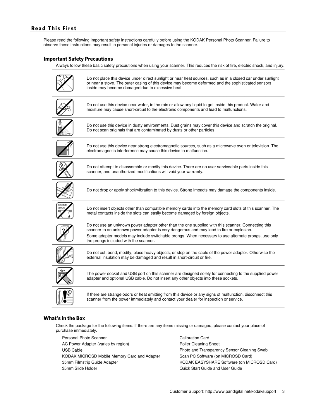 Kodak P461 manual Read This First, Important Safety Precautions, What’s in the Box 