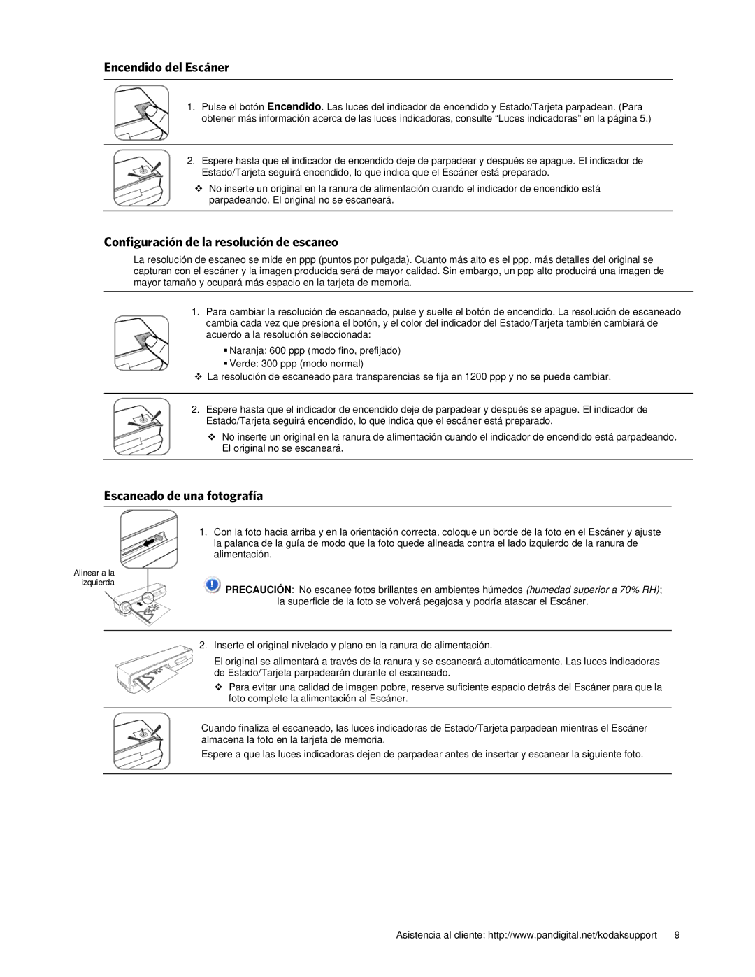 Kodak P461 manual Encendido del Escáner, Configuración de la resolución de escaneo, Escaneado de una fotografía 