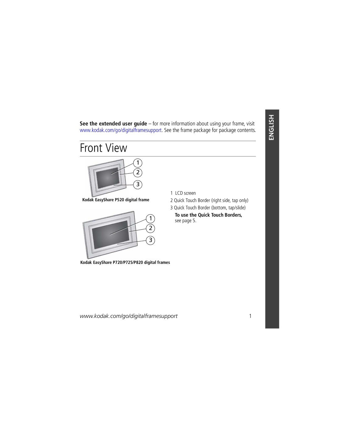 Kodak manual Kodak EasyShare P520 digital frame, Kodak EasyShare P720/P725/P820 digital frames 
