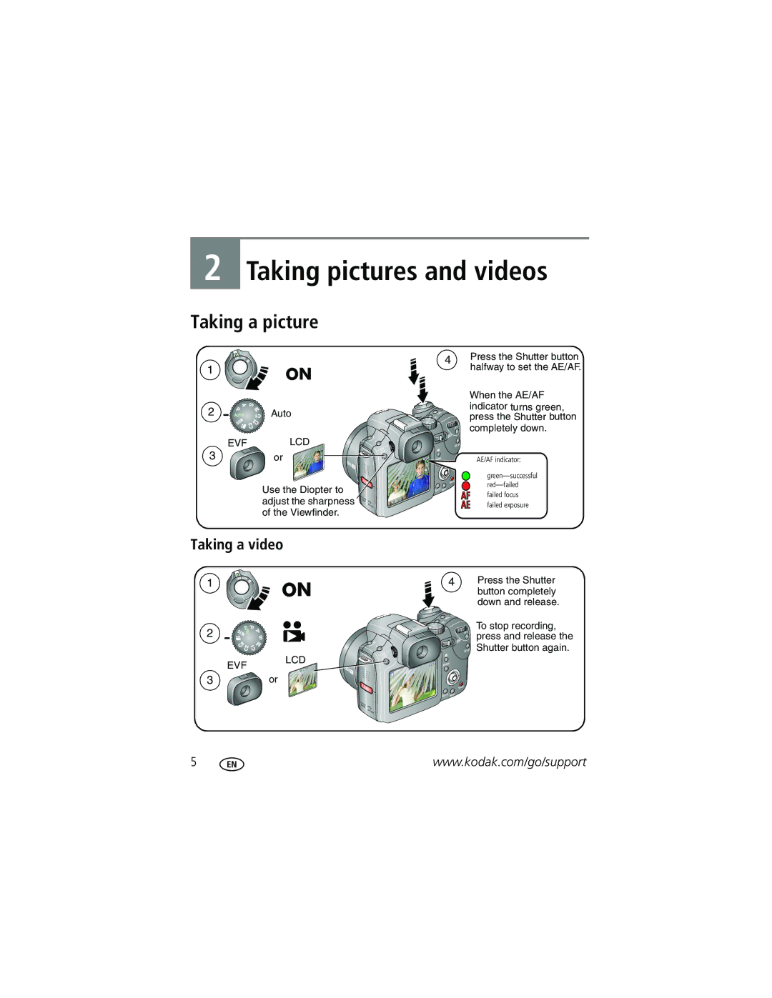 Kodak P712 manual Taking a picture, Taking a video 