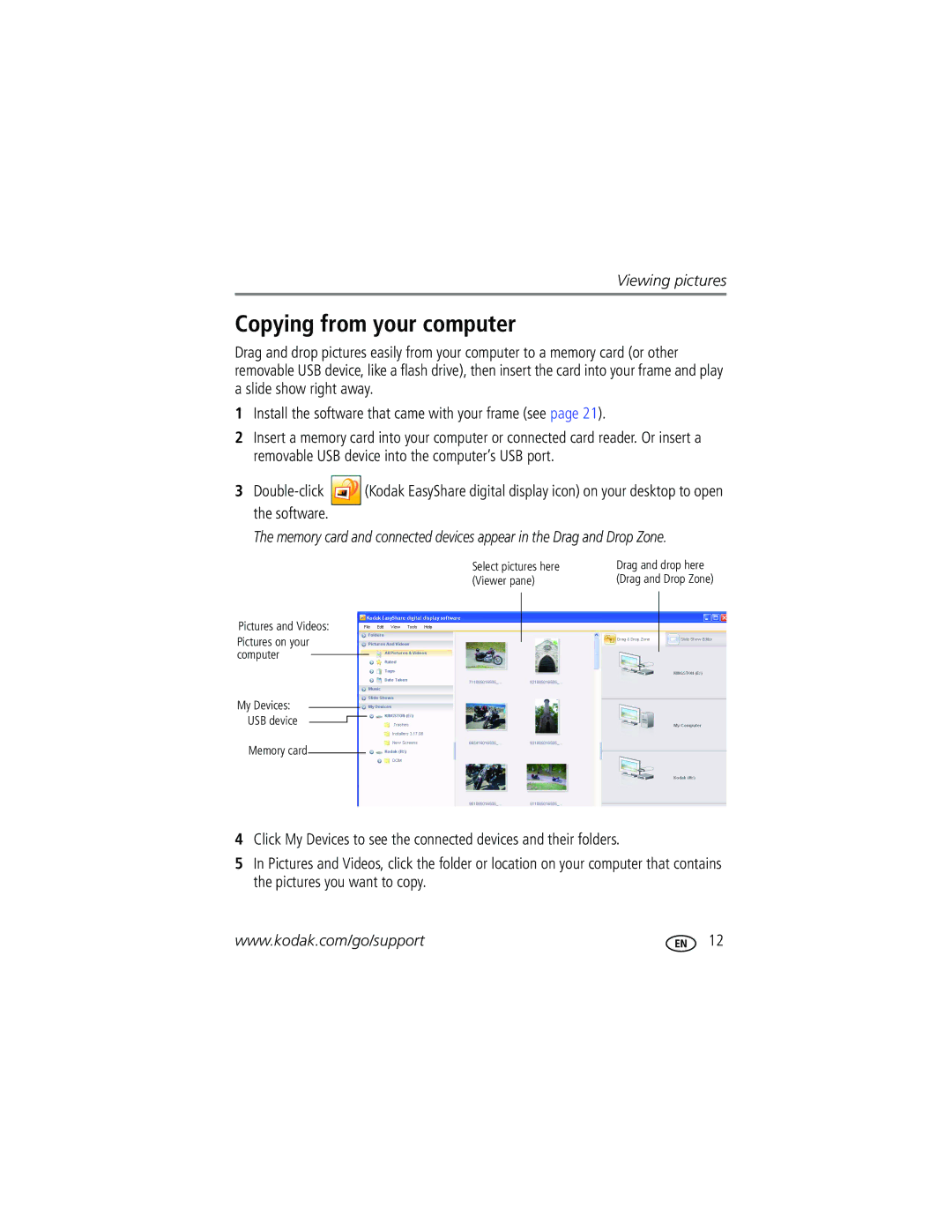 Kodak P720 manual Copying from your computer 