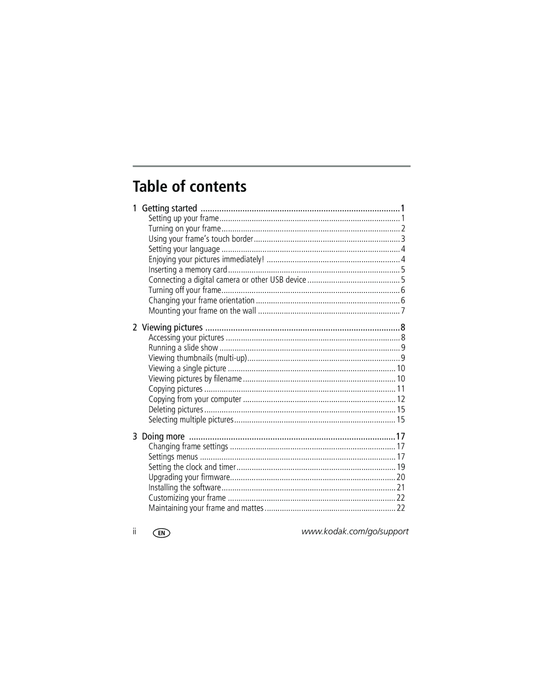 Kodak P720 manual Table of contents 