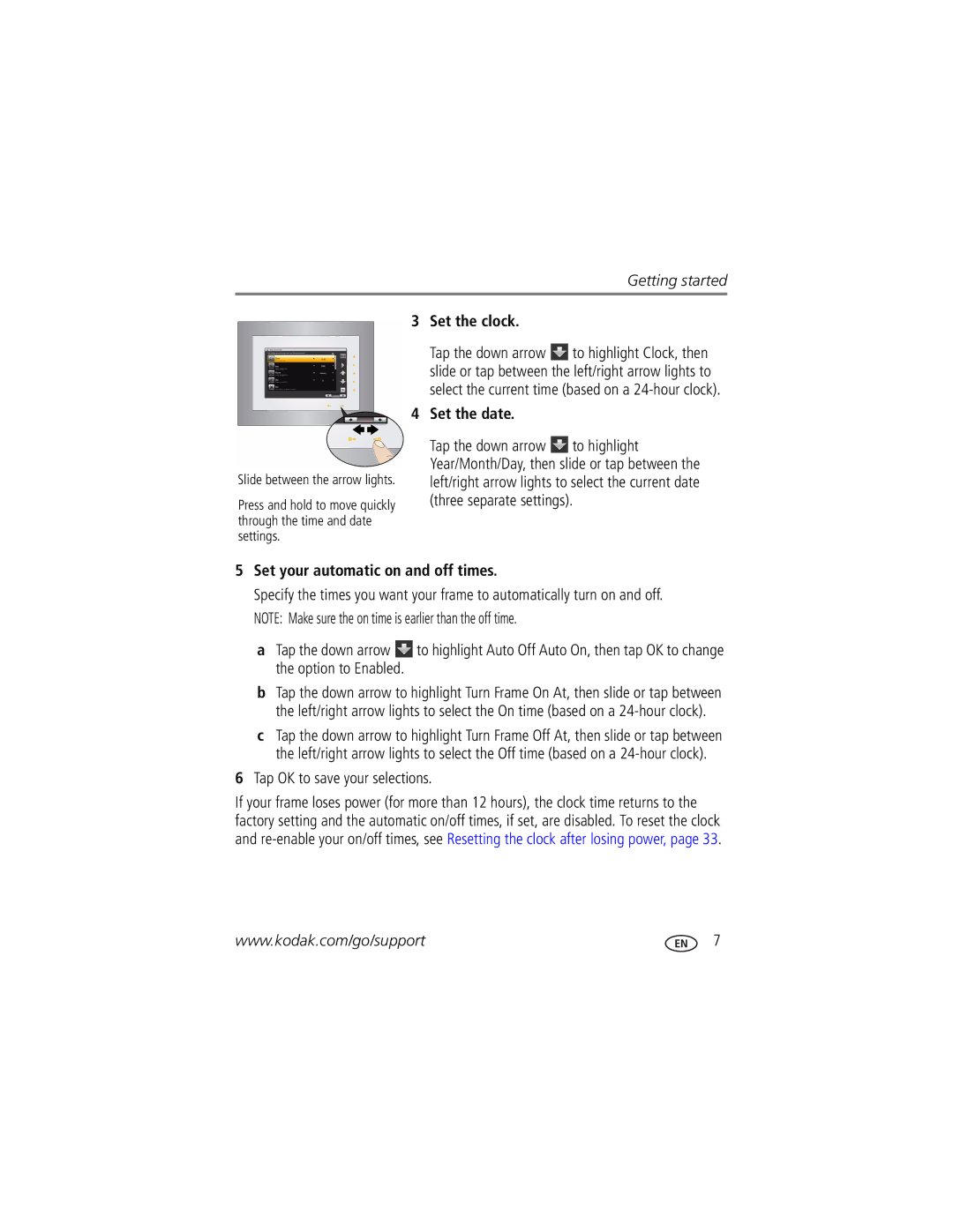 Kodak P736, P730M manual Set the clock, Tap OK to save your selections 