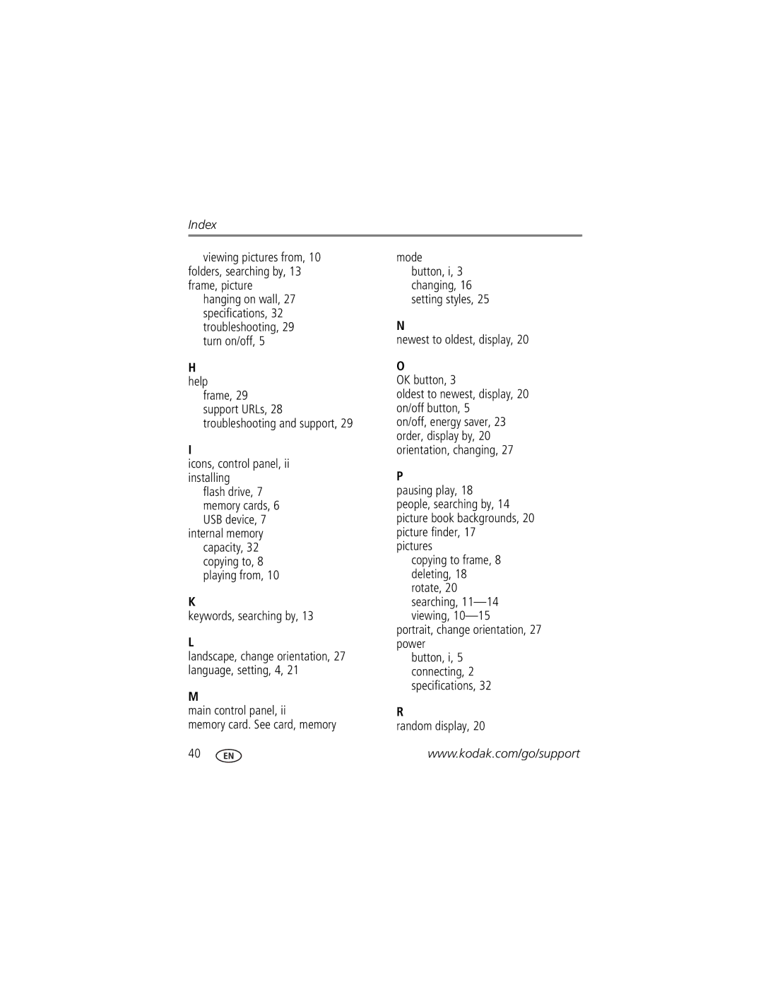 Kodak P87 manual Keywords, searching by, Pictures, Portrait, change orientation, 27 power, Random display 