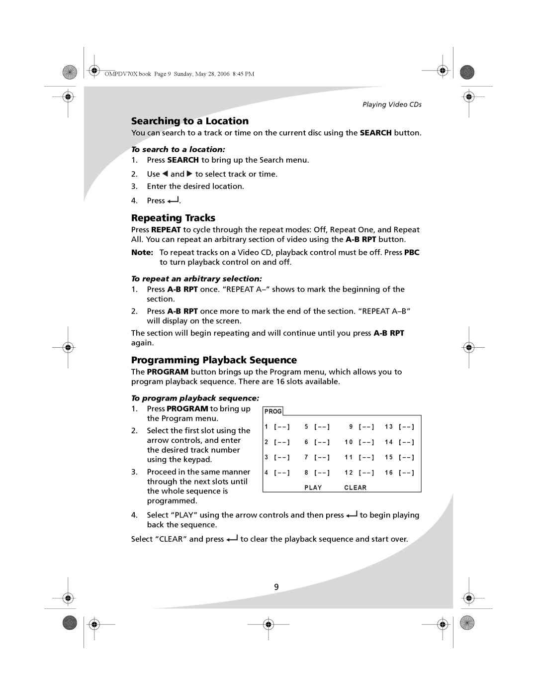 Kodak PDV-70X user manual Repeating Tracks 