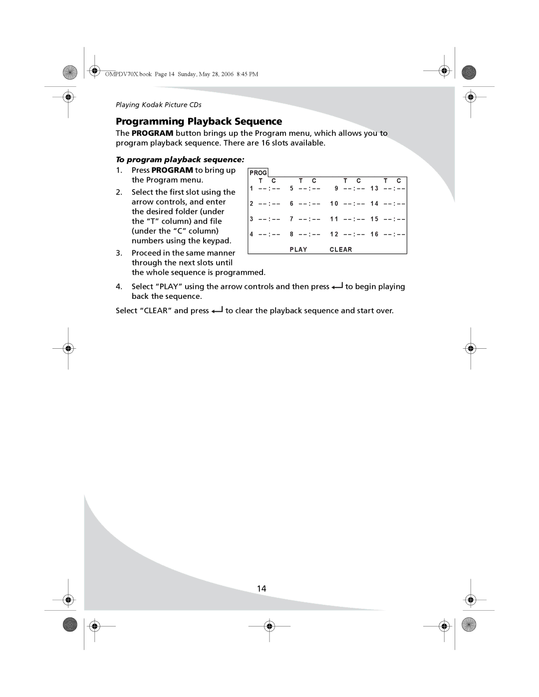 Kodak PDV-70X user manual OMPDV70X.book Page 14 Sunday, May 28, 2006 845 PM 