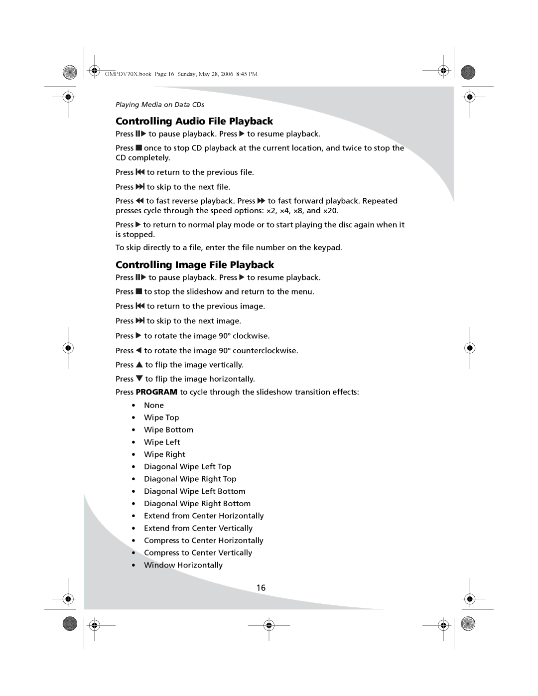 Kodak PDV-70X user manual Controlling Audio File Playback, Controlling Image File Playback 