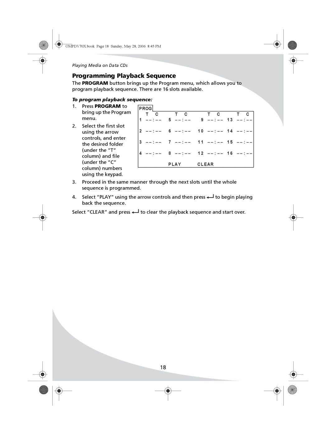 Kodak PDV-70X user manual Press Program to, Column numbers Using the keypad 